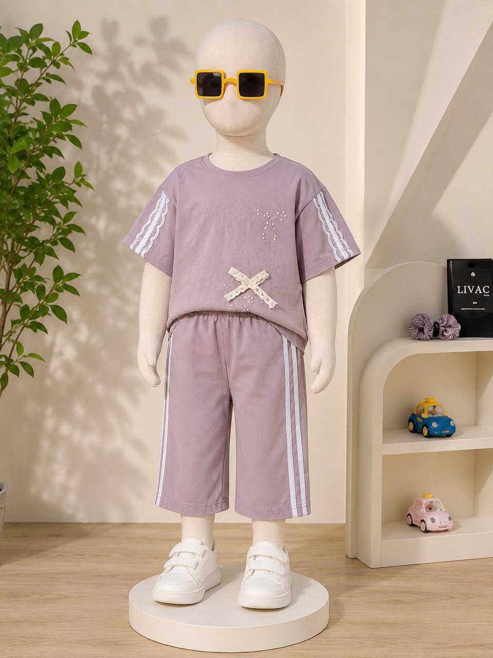 ست دخترانه نخ پنبه طرح نگین‌دار (ID 15)